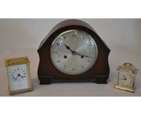 1930s mantle clock and 2 modern carriage clocks