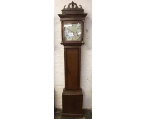 Georgian 30 hour longcase clock with chain driven mechanism & painted dial  Nixon Bridgwater with Masonic symbol in a oak & m