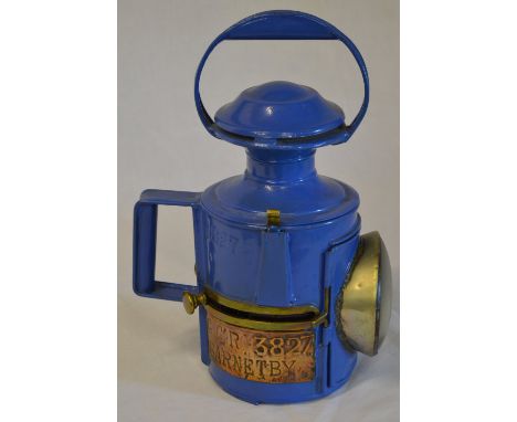 Great Central Railway G C R painted hand lamp with plate 'Barnetby 3827'