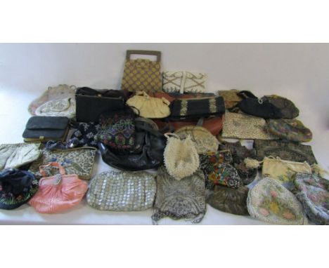 Collection of vintage handbags, evening bags and purses inc beaded, embroidered and velvet