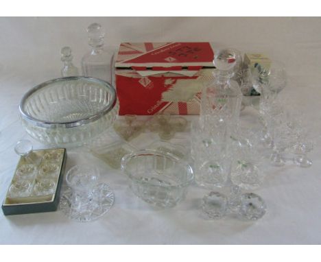 Assorted glassware inc Galway Irish crystal decanter and glasses