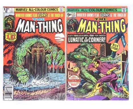 MAN-THING #1 &amp; 21 - (2 in Lot) - (1975/79 MARVEL) - Includes First appearance The Scavenger + Second Solo Title - Flat/Un