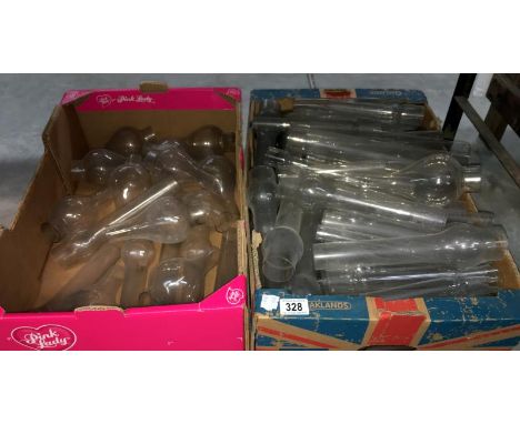 2 boxes of glass oil lamp chimneys