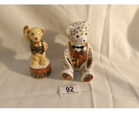 A Royal Crown Derby teddy bear and a Royal Worcester teddy bear