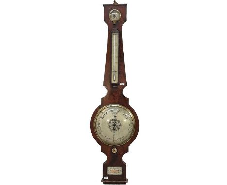 A Georgian walnut barometer by John Thompson, optician, Nottingham