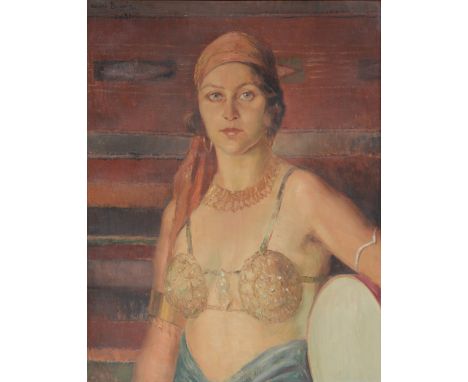 Brunin A., portrait of a young lady in exotic outfit, oil on canvas, dated 1931, 57,5 x 74 cm
