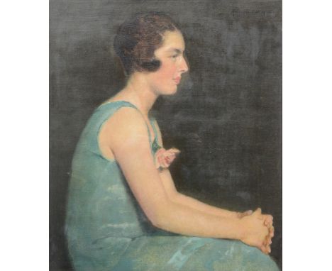 De Littry A., a ladies profile portrait, oil on canvas, dated 1926, 76,5 x 62,5 cm