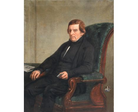 Wauters Ch., a gentleman's portrait, oil on canvas, 19thC; the exact armchair depicted in the painting and coming from the sa