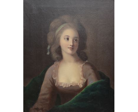 No signature, the portrait of a late 18thC lady, oil on canvas, 63 x 76,5 cm
