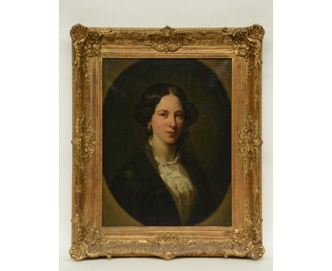 Unsigned, portrait of a lady, oil on canvas, 19thC, 50,5 x 65 cm (restoration)