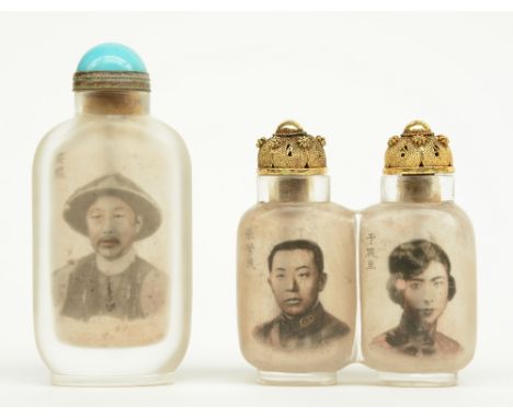 Two Chinese inside-painted glass snuff bottles, one painted with the portrait of Yixuan Prince Chun (1840-1891) father of the