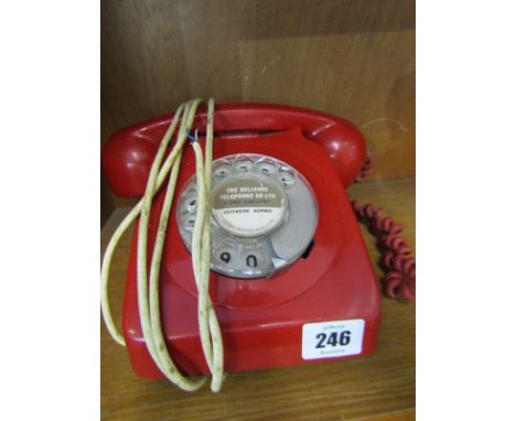 VINTAGE TELEPHONE, red cased table top telephone no 746F DFM 70A 