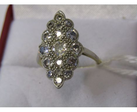 18ct YELLOW GOLD &amp; PLATINUM DIAMOND CLUSTER RING, size K, total diamond weight approx. 1ct 