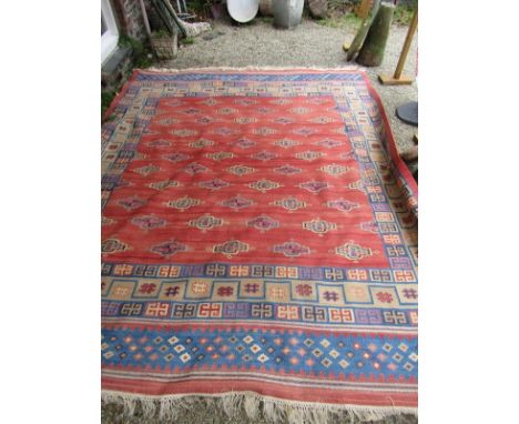 KILIM CARPET, a large pink ground, 116" width x 144" length 