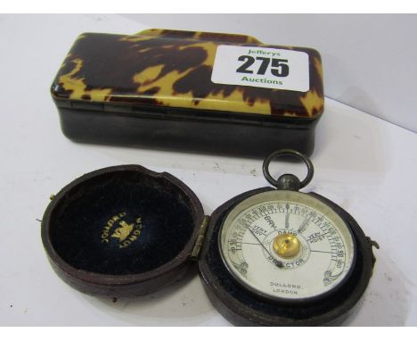 VICTORIAN SNUFF BOX, tortoiseshell and horn rectangular bodied snuff box, also Dollond pocket compass 
