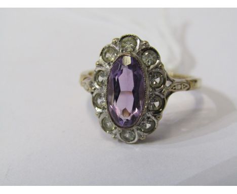 9ct YELLOW GOLD AMETHYST SET RING, size M/N 