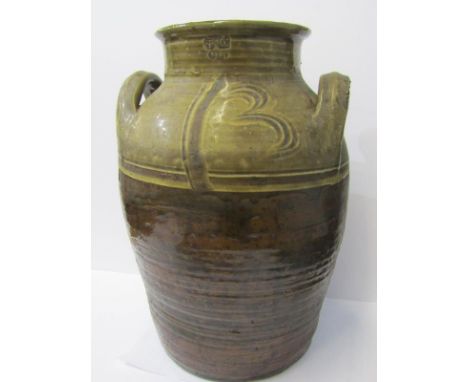 STUDIO POTTERY, Seth Cardew large twin handled 16" vase with potters seal and Wenford Bridge mark with additional stamp, "39.