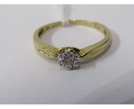 9ct YELLOW GOLD DIAMOND SOLITAIRE RING, size N 