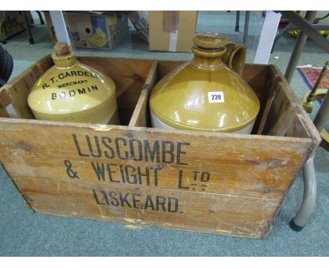 ADVERTISING, stoneware cider jar by R. T. Cardell of Bodmin,16" height,together with similar large storage jar and "Luscombe 