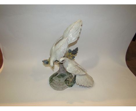 A 1965 hand-crafted ceramic model of doves (chipped)  35cm tall