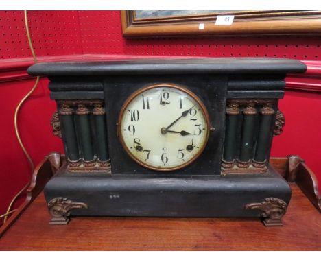 A WM Gilbert USA mantel clock of architectural form