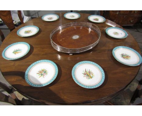 A set of nine Royal Worcester hand-painted dinner and side plates signed W.Hale, white ground with gilt and turquoise detail,