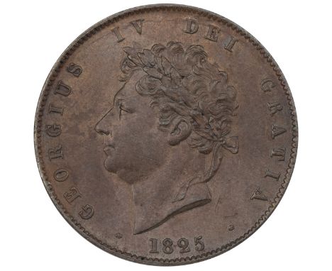 1825 George IV copper Halfpenny (S 3824, Peck 1431). Obverse: left-facing laureate head with the date (1825) below and 'GEORG