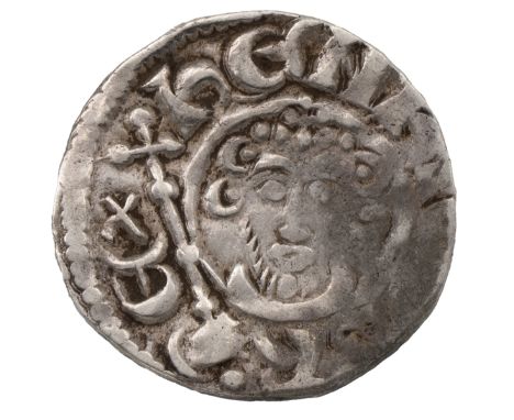 John (1199-1216) silver Penny, short cross, class 6a, London, Ravf (S 1353). Obverse: smaller facing portrait with sceptre an