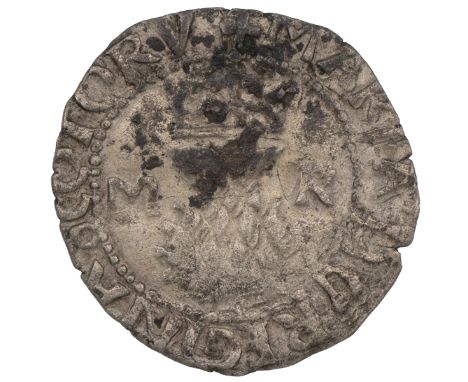 Scotland, Mary billon Bawbee, first period (1542-1558), Edinburgh (S 5432). Obverse: crowned thistle with 'M' and 'R' to eith