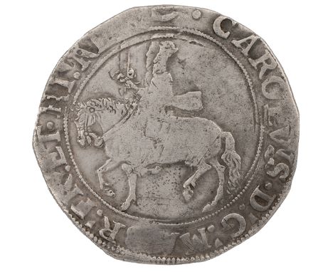 Charles I (1625-1649) silver Halfcrown, Tower under the king, group III, tun mintmark (S 2773). Obverse: type 3a1 horseman, s