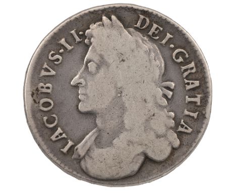 1687 James II silver Halfcrown, first bust (S 3408, ESC 498, Bull 753). Obverse: first laureate and draped bust with 'IACOBVS