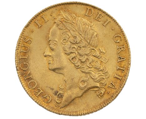 1740/39 George II gold Two Guineas (S 3668, Bull EGC 575). Obverse: intermediate laureate head, facing left with 'GEORGIUS &m