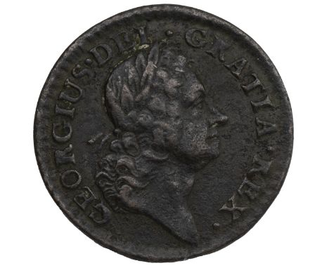 Ireland, 1723 George I copper Farthing, William Wood's coinage, type III (S 6604). Obverse: right-facing laureate bust with '