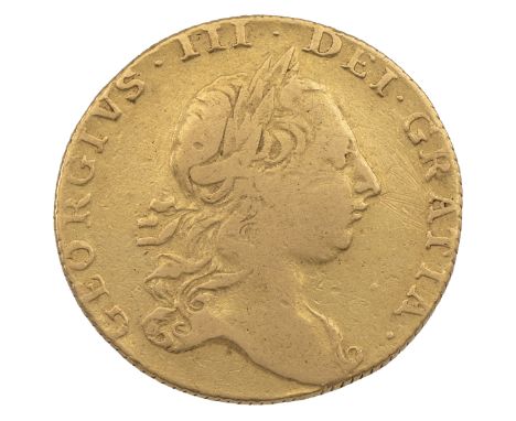 1764 George III gold Guinea (S 3726, Bull EGC 674). Obverse: right-facing second laureate head with 'GEORGIVS &middot; III &m
