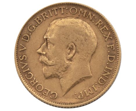 1911 George V gold London mint Sovereign - the first issue of this reign (S 3996, Marsh 213). Obverse: portrait of George fac