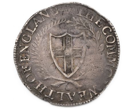 1652? Commonwealth silver Shilling, sun mintmark (S 3217, North 2724). Obverse: English shield within a wreath of laurel and 
