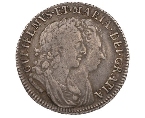 1692 William and Mary silver Shilling (S 3437, ESC 1075, Bull 863). Obverse: twin right-facing portraits with 'GVLIELMVS &mid