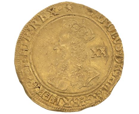 Charles I (1625-1649) gold Unit, Tower under the king, group F, star mintmark (S 2694, North 2154). Obverse: sixth crowned 'B