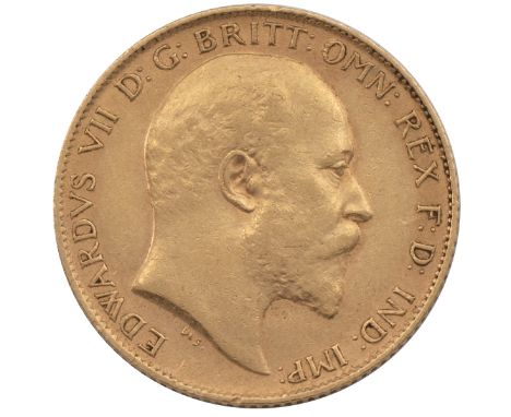 1907 Edward VII gold Half Sovereign, London (S 3974B, Marsh 510). Obverse: bare head portrait facing right with 'EDWARDVS D: 