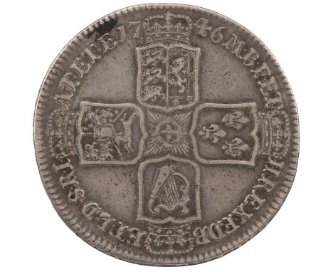 1746 George II silver 'LIMA' Halfcrown (S 3695A, ESC 607, Bull 1688). Obverse: old laureate draped bust with 'LIMA' in exergu