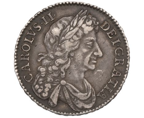 1677 Charles II silver Halfcrown (S 3367, ESC 479, Bull 475). Obverse: fourth draped laureate bust with 'CAROLVS &middot; II 