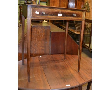 A late 19th century mahogany inlaid side table with single drawer