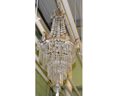An early 20th century lustre drop ceiling light