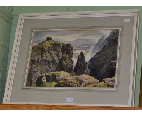 A watercolour signed G H Pooley, dated 1983, label verso inscribed ''Loch Fada from the Storr Skye''