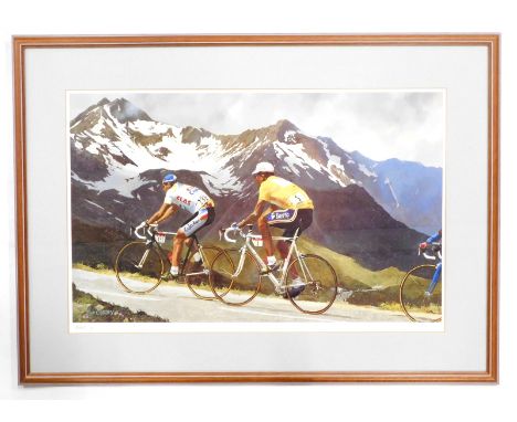 Pat Cleary. Tour DE France 14th July 1993, Stage 10 Showing Tony Rominger and Miguel Indurain, artist signed limited edition 