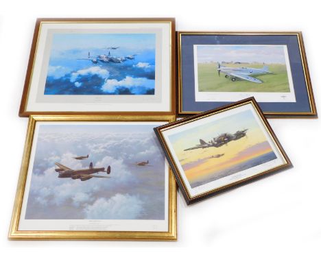 Robert Taylor. Lancaster, coloured print, signed by Leonard Cheshire, 49cm x 59cm, a print after Aspinal titled Trouble Brewi