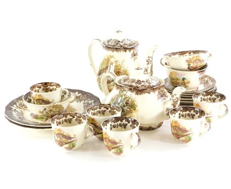 A Royal Worcester Palissy Game Series part tea service, to include a teapot and cover.