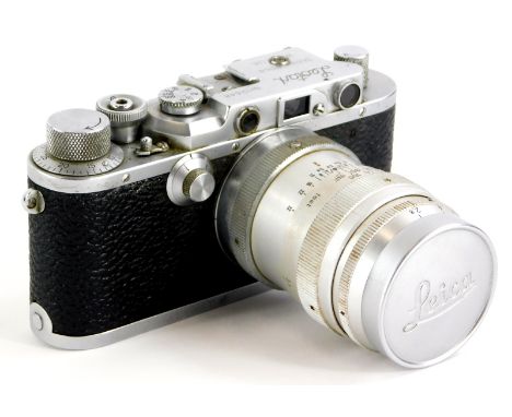 A 1947 Leotax Special DII camera, an exact Japanese copy of a Leica II, serial number 12648, the camera fitted with a Steinhe