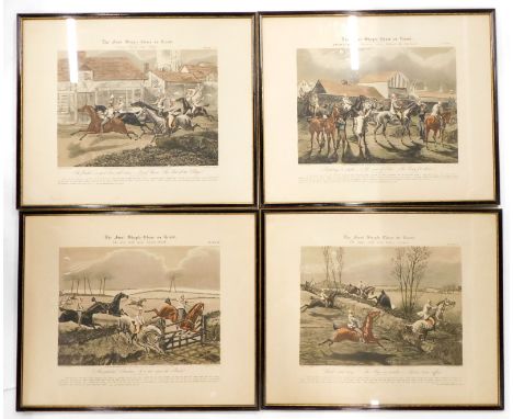 After Henry Alken. The First Steeplechase on Record, plate numbers 1 to 4, coloured engravings 43cm x 53cm.