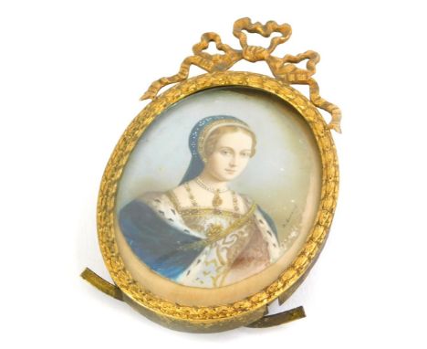 N Gerard (20thC). Queen, portrait miniature, watercolour, gilt framed.
